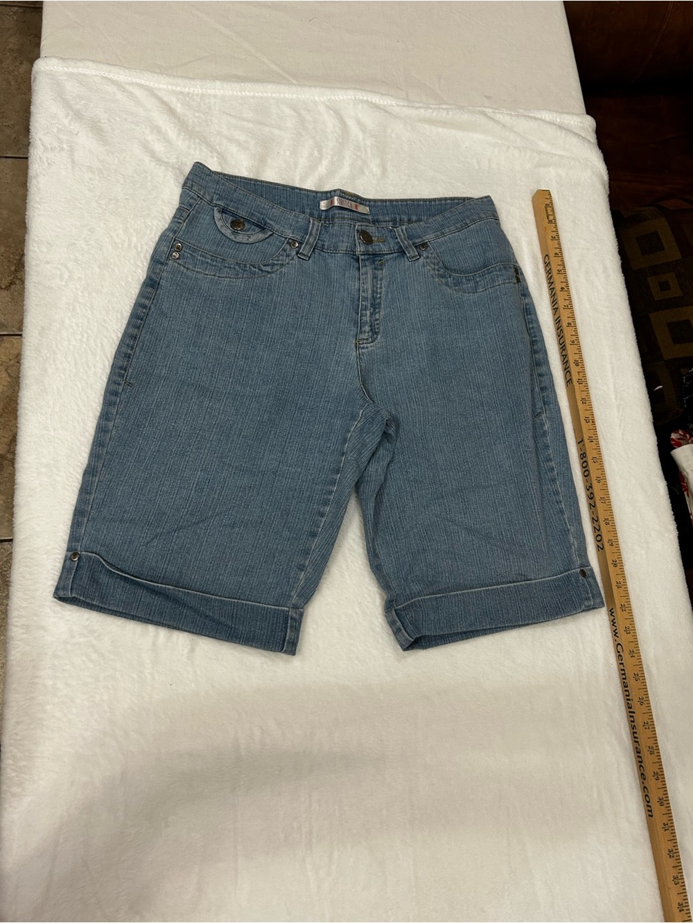 bill blass Light Blue Denim Women's Cuffed Jean Shorts
